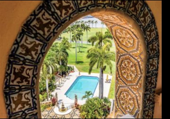 View through arched window
